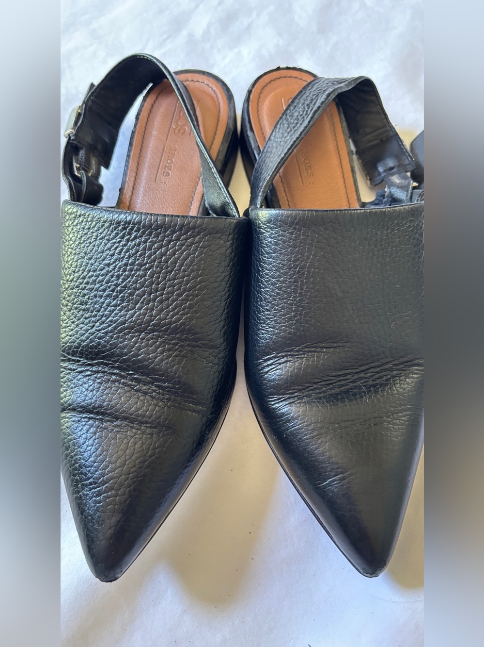 ASOS Shoes Italy Women’s Size 5 Black Leather Pointed Toe Slingback Flats